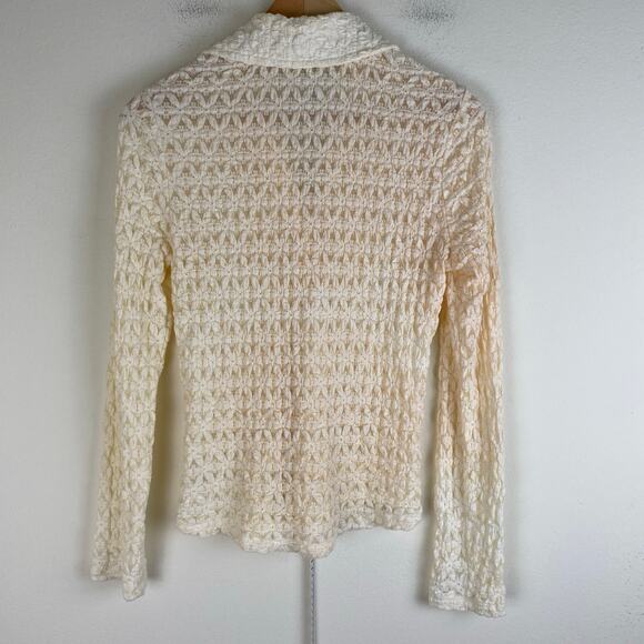 Sanctuary Pucker Up Dream Girl Top Size L Ivory Lace Long Sleeve Anthropologie - Picture 11 of 14